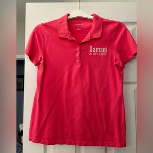 Damsel in Defense polo, size M, pink